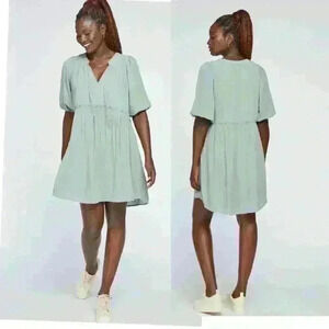 GENTLE FAWN Joplin  Dress Pastel Green Lined Gathered Waist Short Size XS